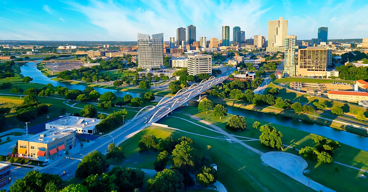 A bird's eye view of Fort Worth, Texas